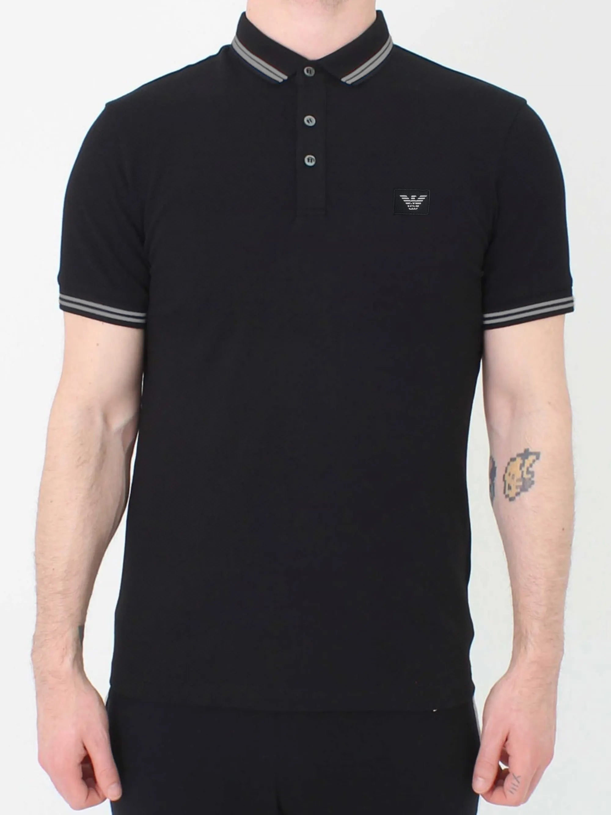 Mens stylish with Contrast Tipping Black Polo Shirt