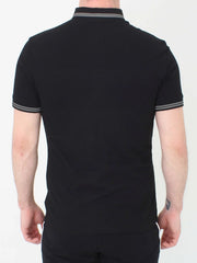 Mens stylish with Contrast Tipping Black Polo Shirt