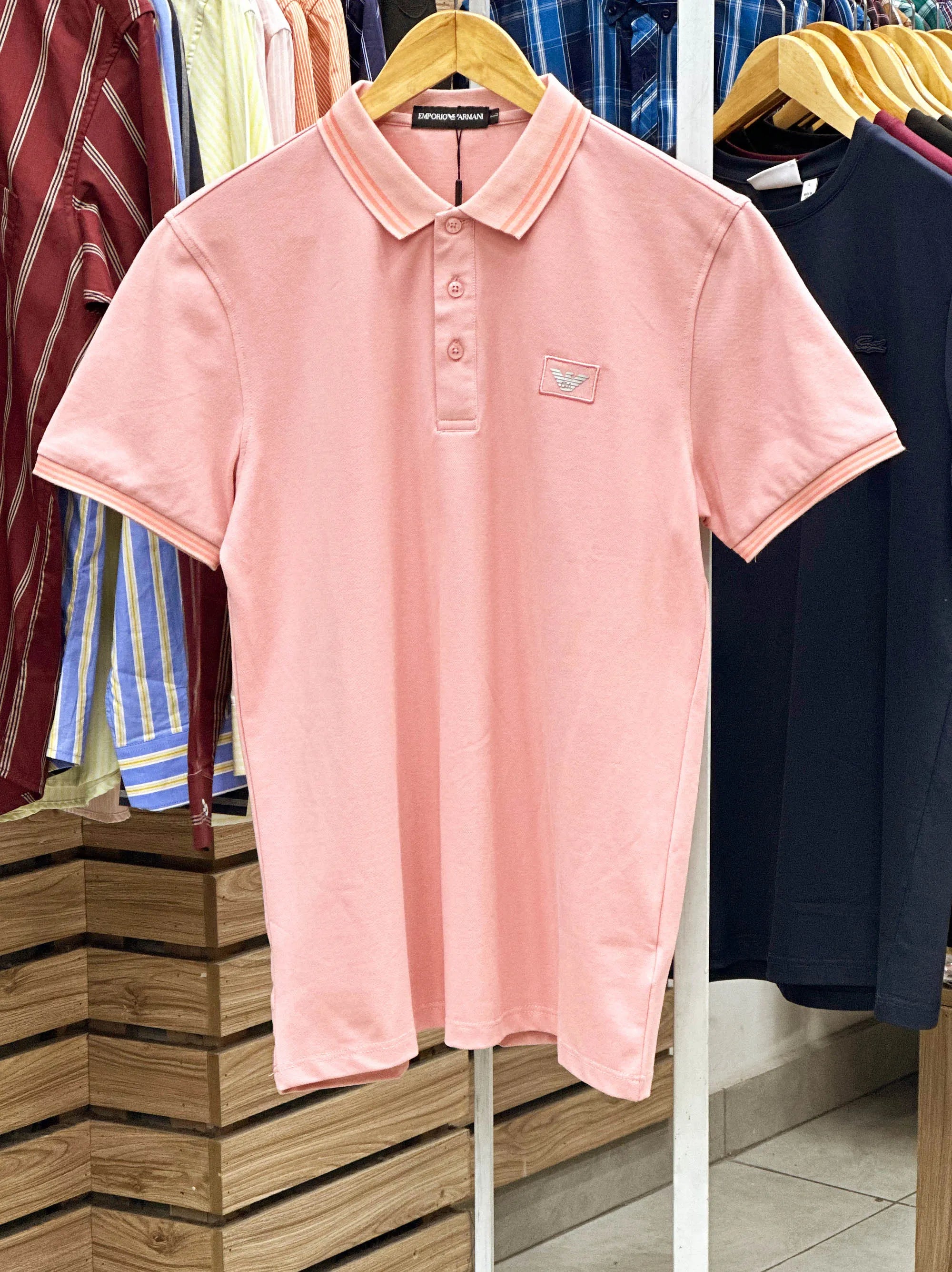 Mens stylish with Contrast Tipping Peach Polo Shirt