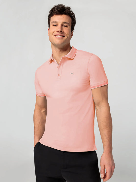 Mens stylish with Contrast Tipping Peach Polo Shirt