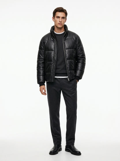 FAUX LEATHER PUFFER JACKET