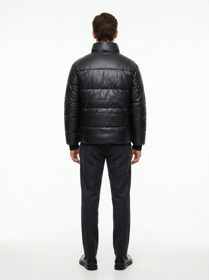 FAUX LEATHER PUFFER JACKET