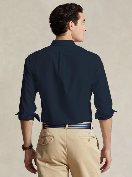 Original Embroidered Multicolor Logo Navy Blue Casual Shirt