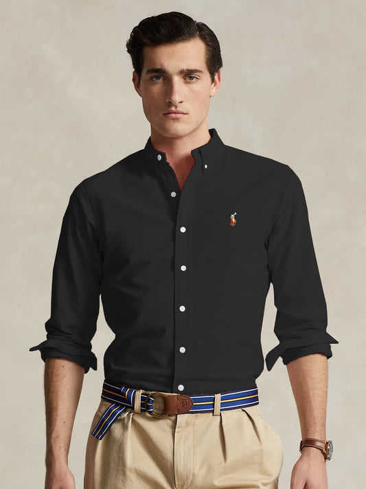 Original Embroidered Multicolor Logo Black Casual Shirt
