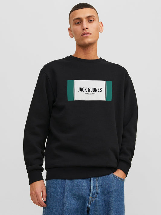 Premium Men Black Label Logo Print Sweatshirt