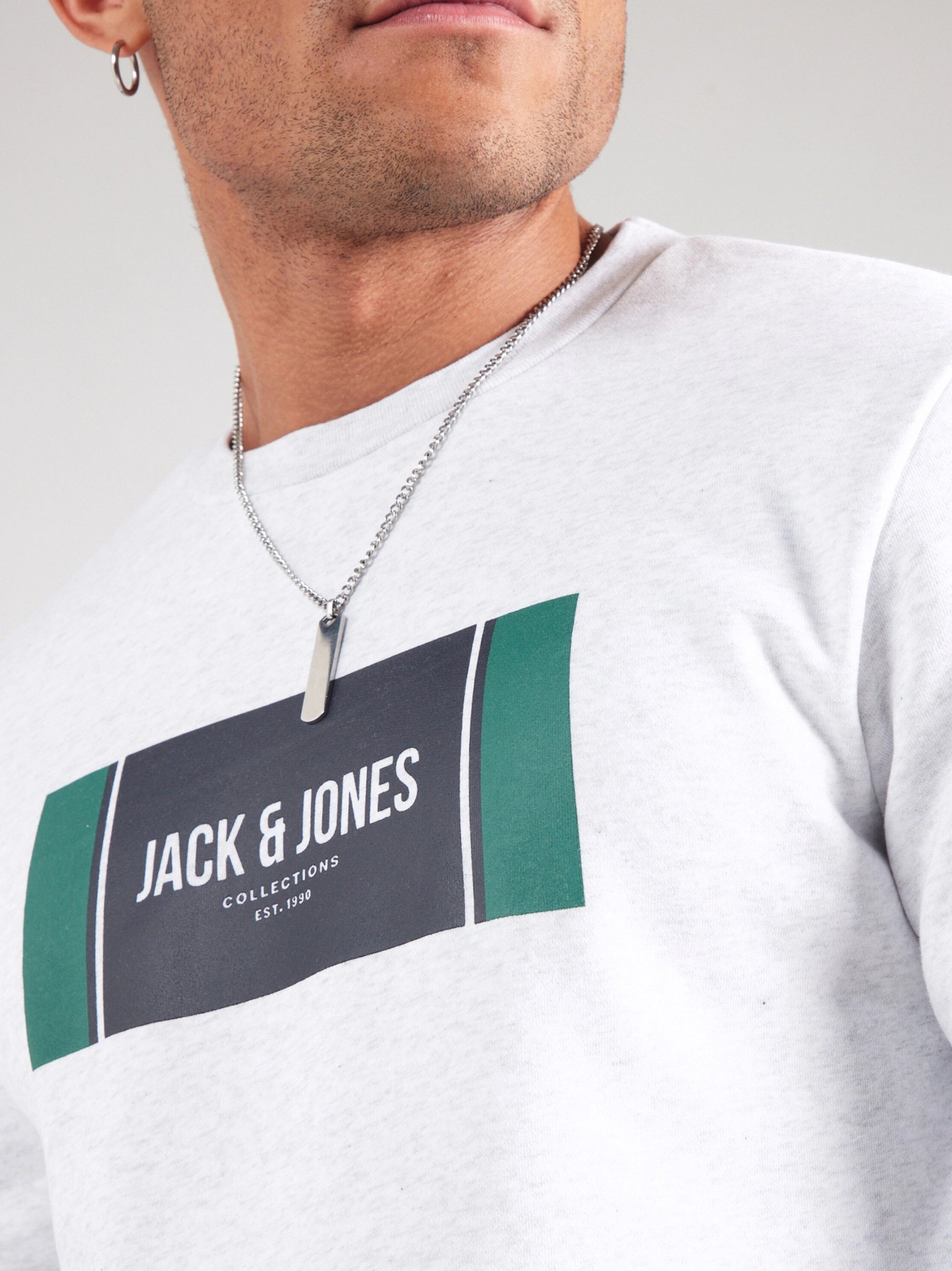 Premium Men Gray Label Logo Print Sweatshirt