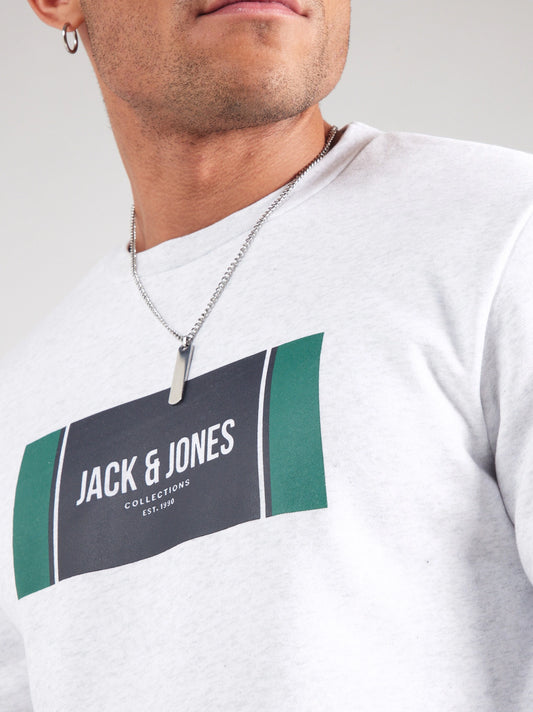 Premium Men Gray Label Logo Print Sweatshirt