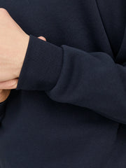 Premium Men Navy Blue Label Logo Print Sweatshirt