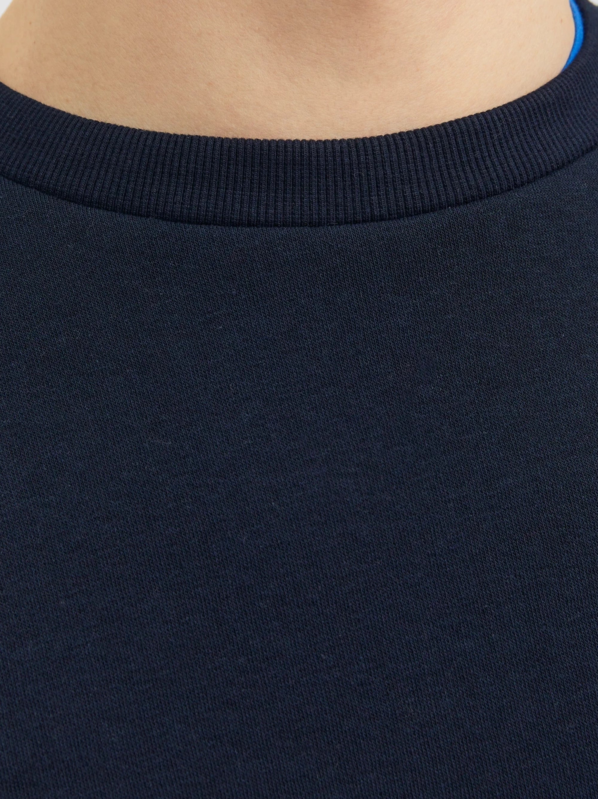 Premium Men Navy Blue Label Logo Print Sweatshirt