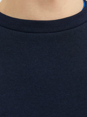 Premium Men Navy Blue Label Logo Print Sweatshirt