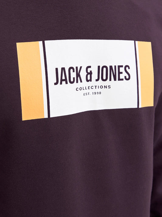 Premium Men dark Maroon Label Logo Print Sweatshirt