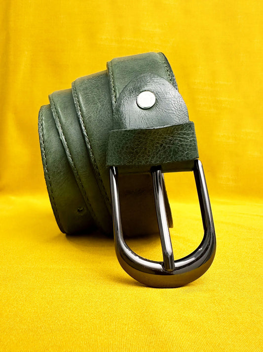 Premium Quality Textured Green Leather Belt