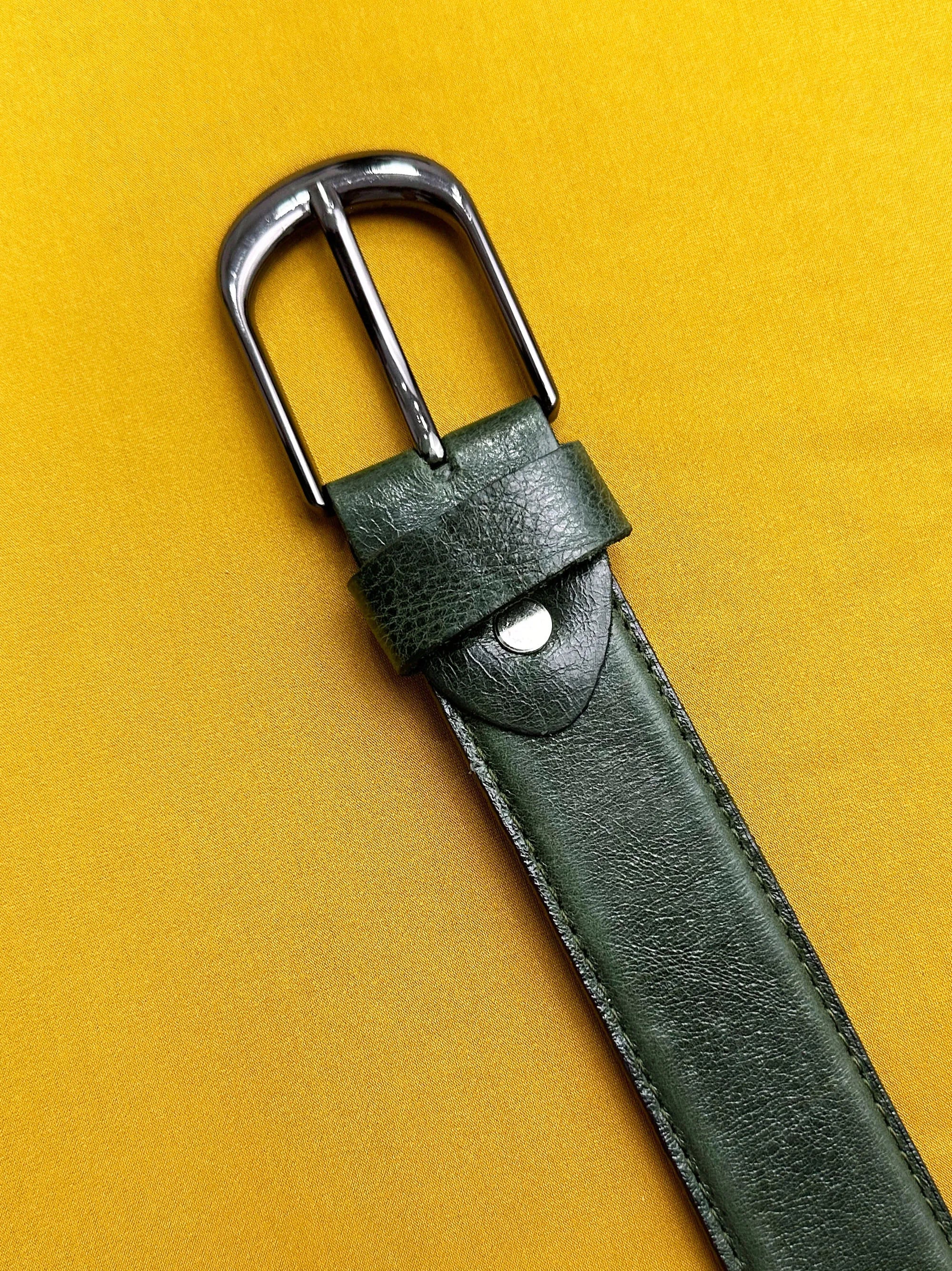 Premium Quality Textured Green Leather Belt