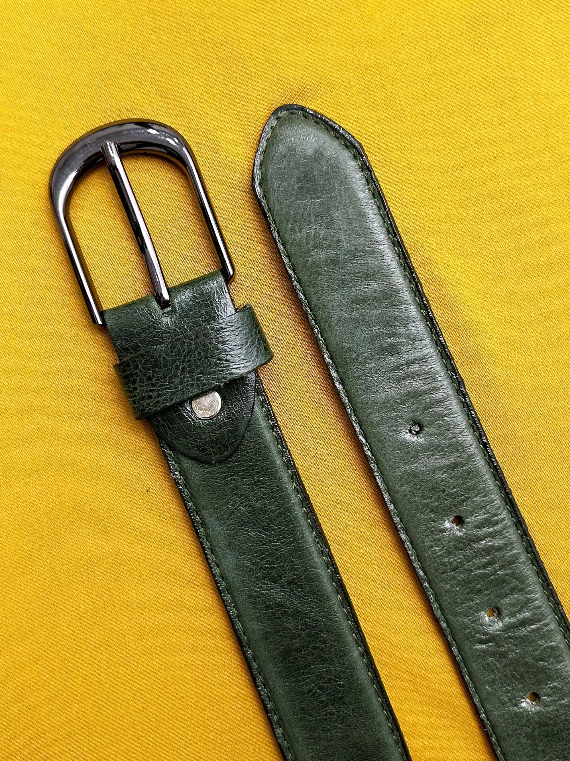 Premium Quality Textured Green Leather Belt