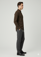 River Island Slim Fit Casual Shirt - Dark Espresso