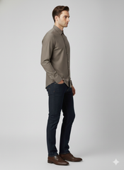 River Island Slim Fit Casual Shirt - Sage Taupe