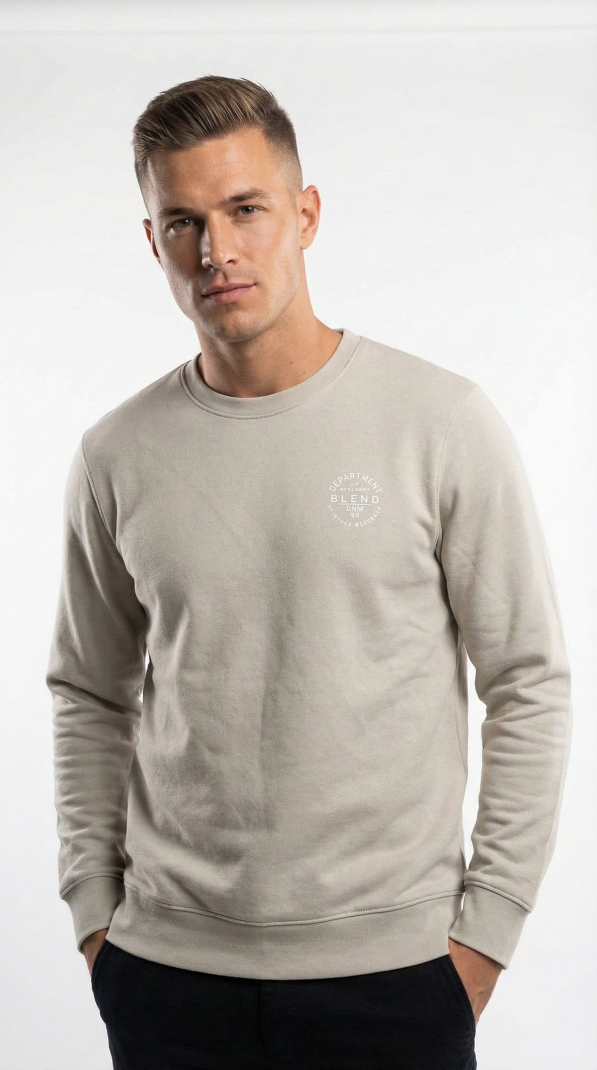 Blend Premium Stone Khaki Circular Logo Sweatshirt