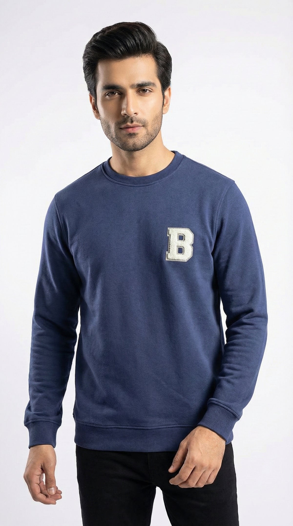 Blend Premium Navy Blue Varsity Patch Sweatshirt