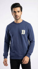 Blend Premium Navy Blue Varsity Patch Sweatshirt