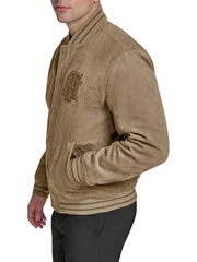 T|H Faux Suede Logo Varsity Bomber Camel Jacket