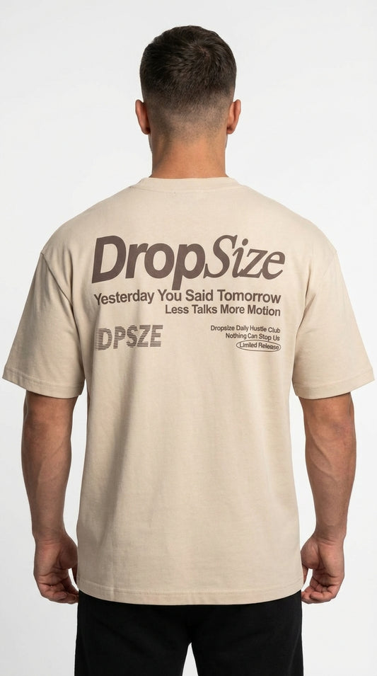 DropSize Signature Oversized Tee – Sandstone