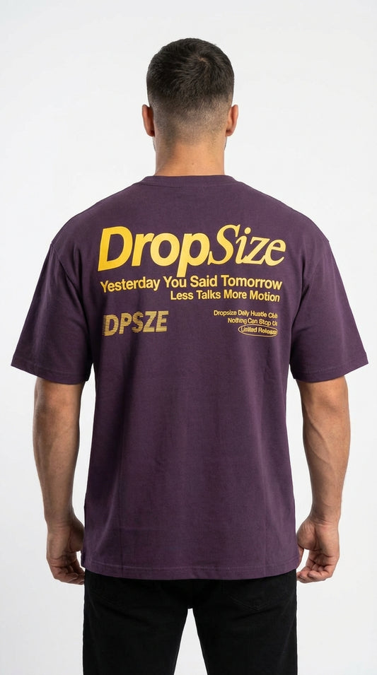 DropSize "Hustle Club" Graphic Tee – Deep Plum