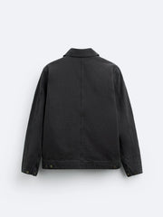 ZR Contrast Collar Bomber Black Jacket