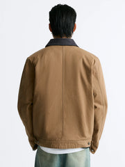 ZR Contrast Collar Bomber Camel Jacket