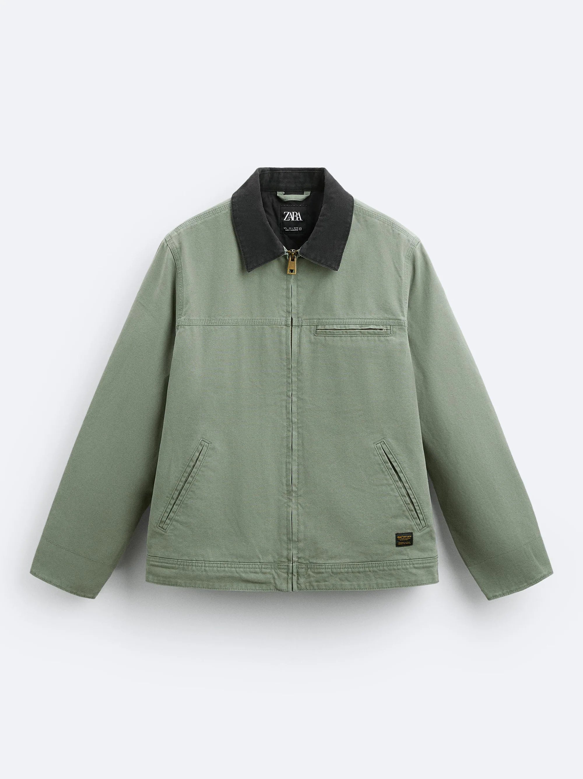 ZR Contrast Collar Bomber Light Green Jacket