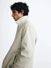 ZR Faux Leather Off White Button Down Jacket