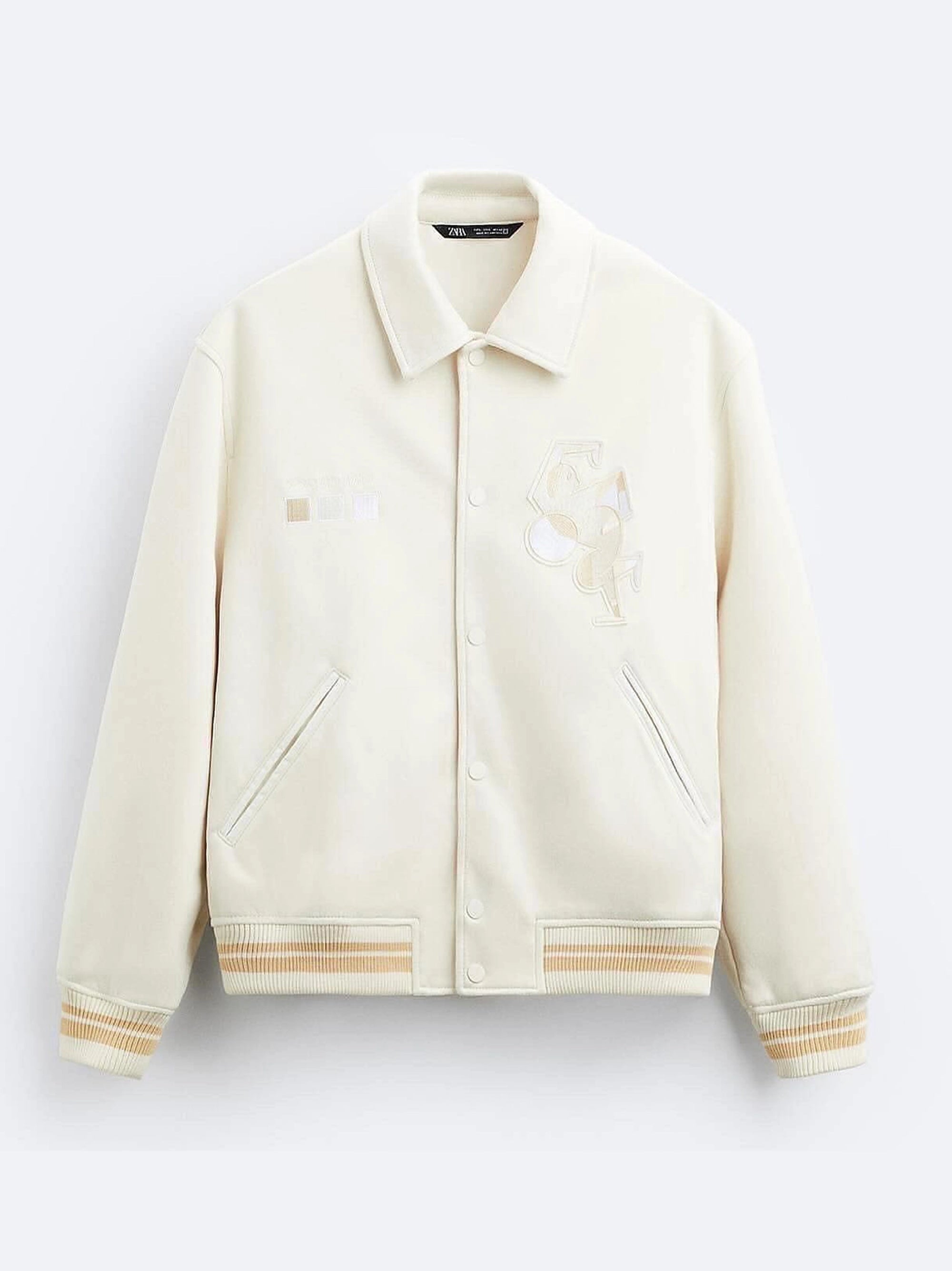 ZR Men Varsity Baseball Off White Jacket
