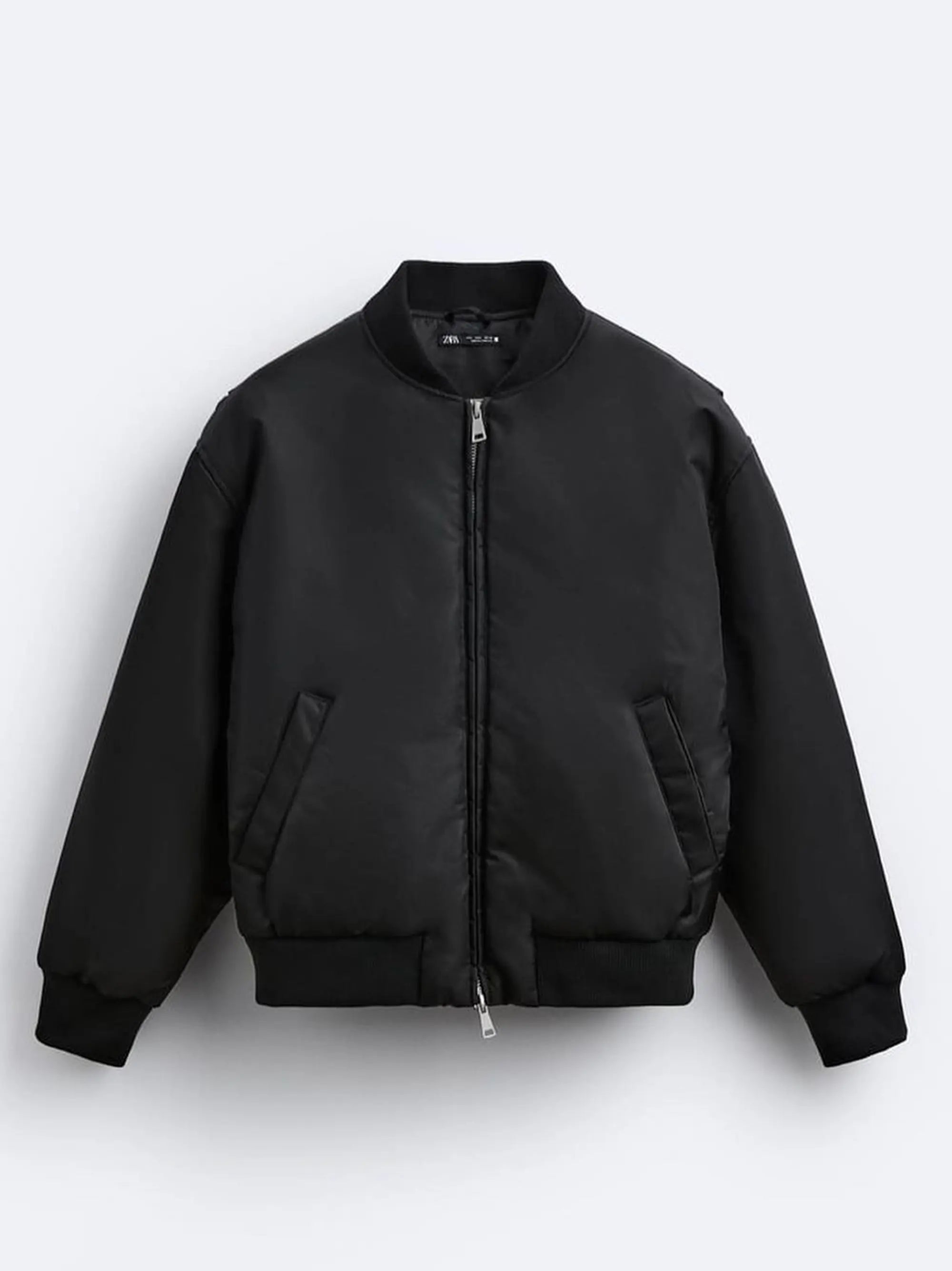 ZR Men's Double Zip Black Bomber Jacket