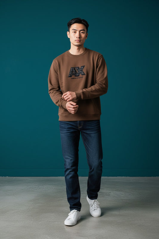 Armani Exchange 3D Logo Crewneck Sweatshirt Rich Brown