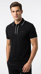 Lacoste Men's Midnight Black Essential Polo with Contrast Trim