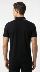 Lacoste Men's Classic Navy Cotton Polo with White Tipped Accents