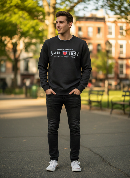 GANT 1949 Shield Logo Black Sweatshirt