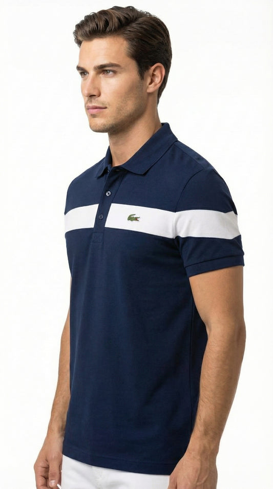 Lacoste | Men’s Sport Stripe Piqué Polo – Navy & White