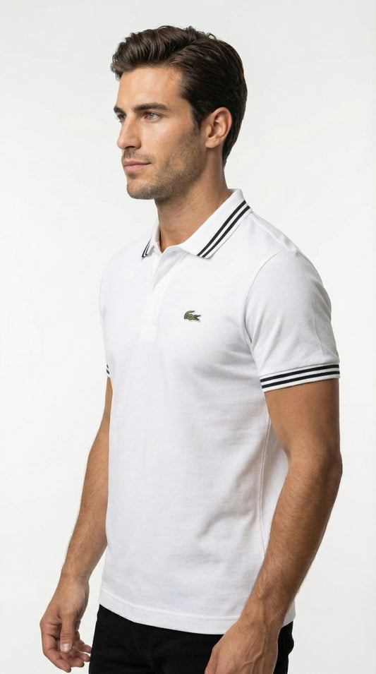 Lacoste | Men’s Sport Stripe Piqué Polo – Black & White