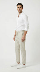 Zara Style | Men’s Premium Stretch Cotton Jogger Trousers – Sand Beige