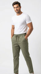 Zara Style | Men’s Premium Stretch Cotton Jogger Trousers – olive green