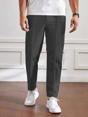 Men's Cotton Linen Tapered Gray Trousers