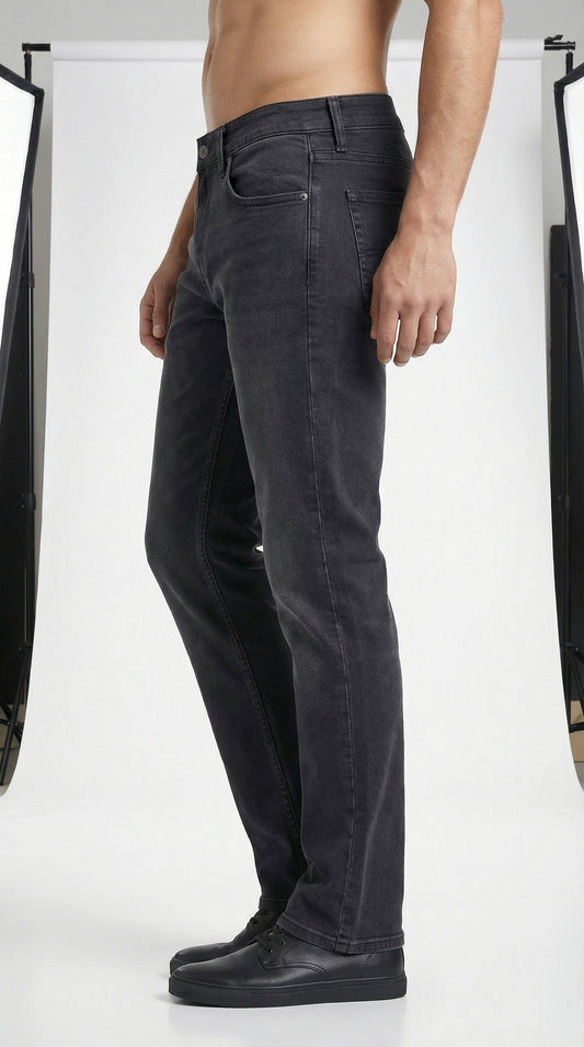 Lazer Men’s Premium Denim Slim Fit Jeans – Greyish Black Wash