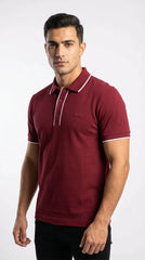 Lacoste Men's Classic Navy Cotton Polo with White Tipped Accents
