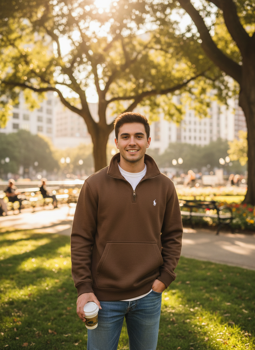 Polo Ralph Lauren Quarter-Zip Fleece Chocolate Brown Pullover