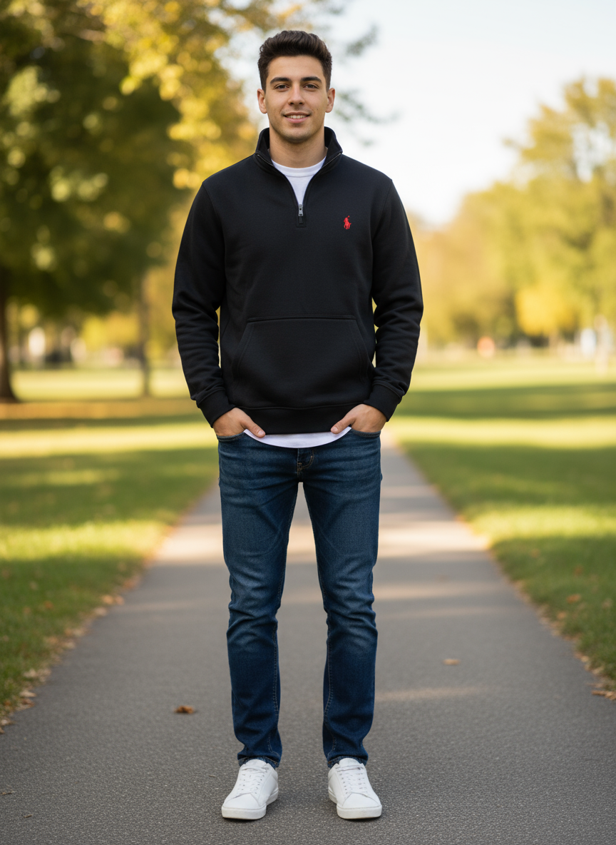 Polo Ralph Lauren Quarter-Zip Fleece Black Pullover