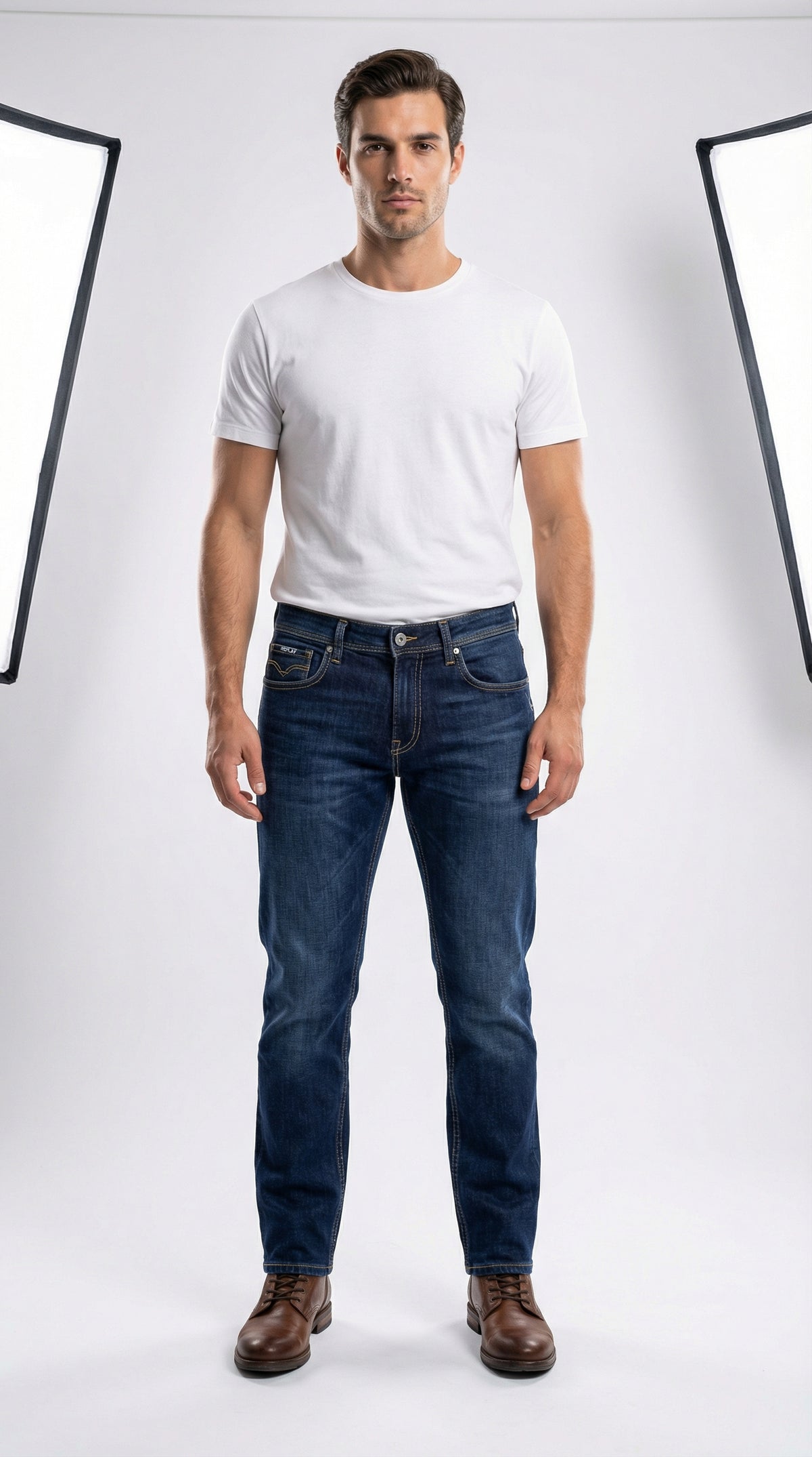 Replay Men’s Premium Denim Slim Fit Jeans in Dark Blue Indigo