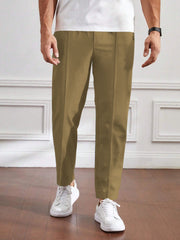 Men's Cotton Linen Tapered Khaki Trousers